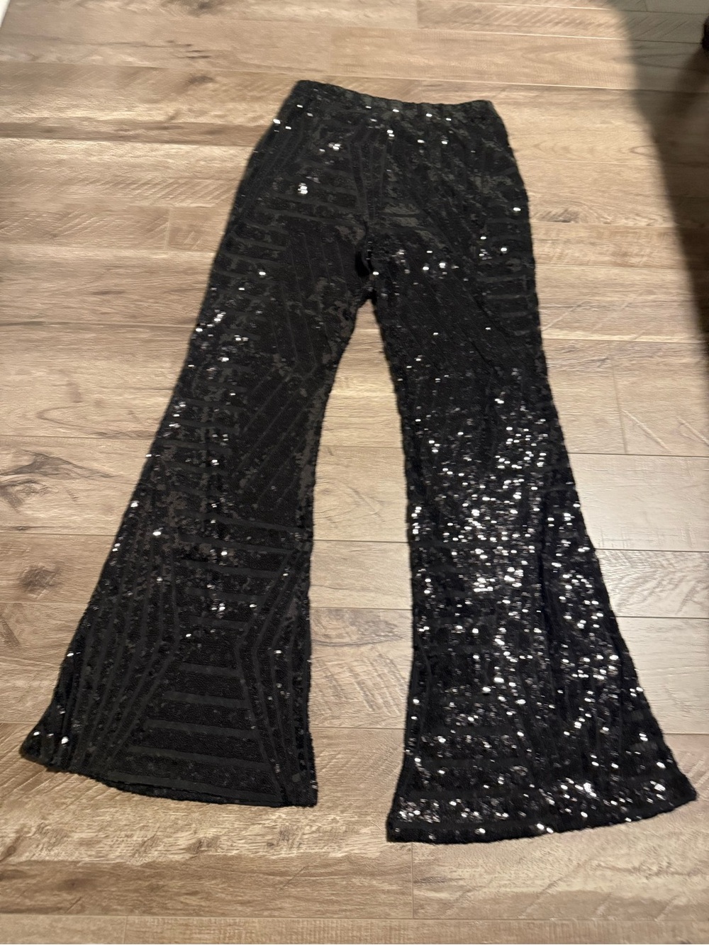 Black Sequin Flare Pants - Women